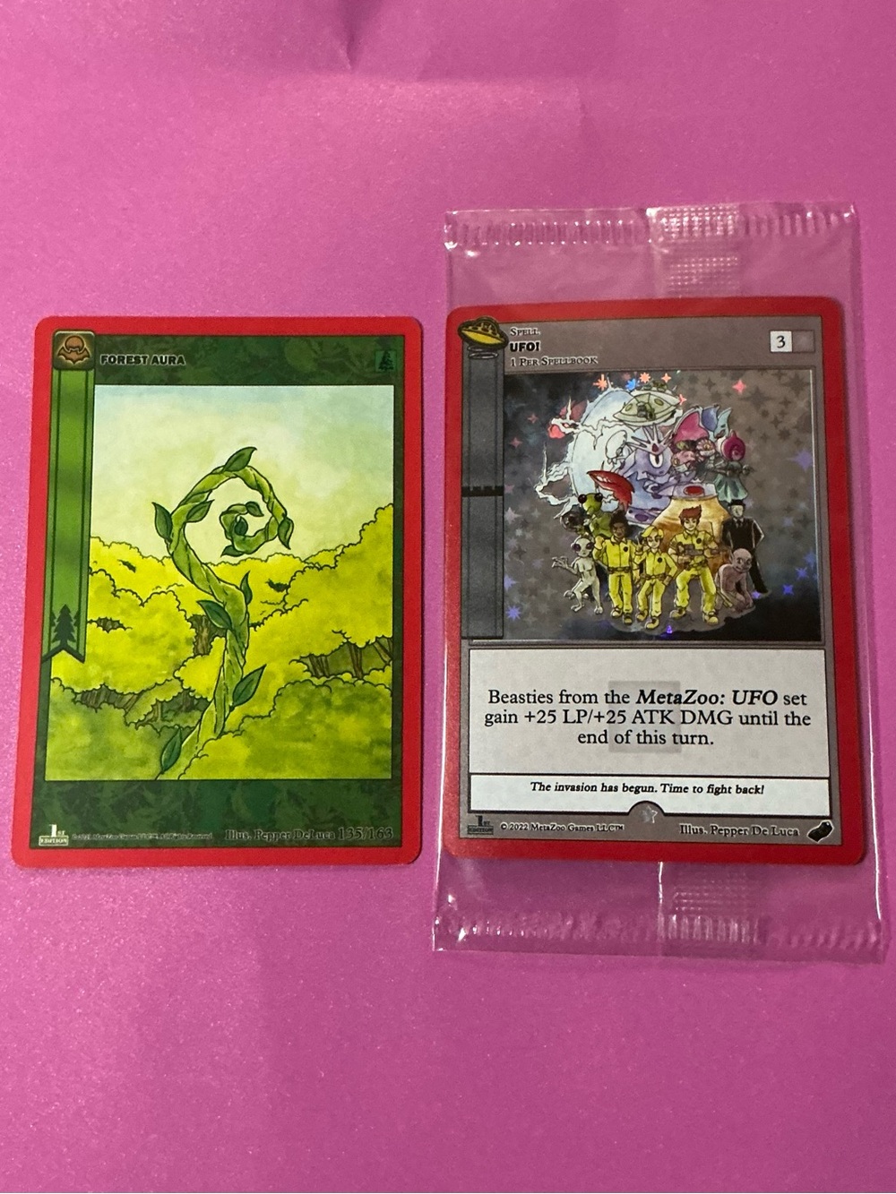 Meta Zero Unopened UFO and Opened Forest Aura Full Art